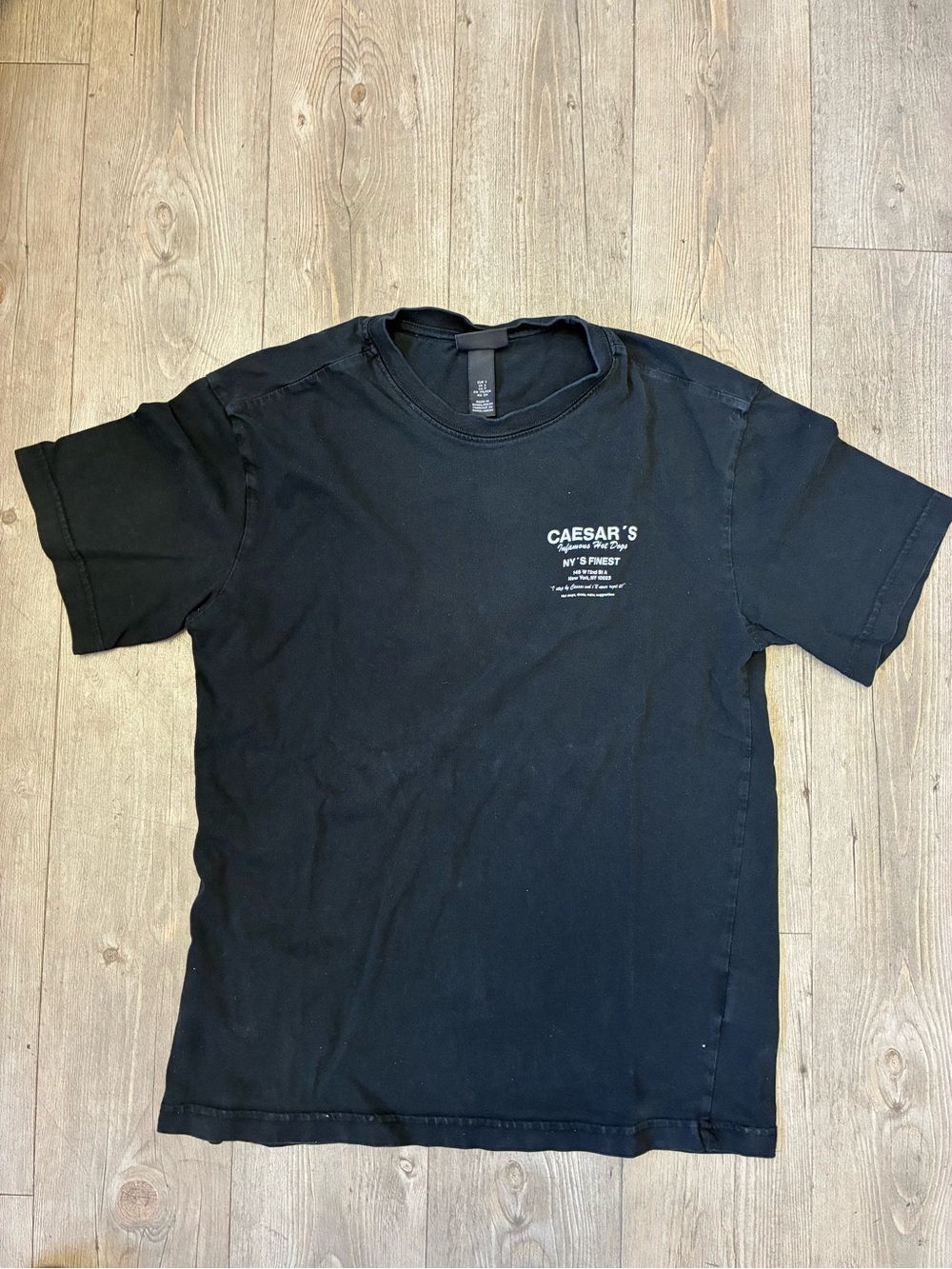 H&M Black Crewneck Graphic Tee with Small Chest Logo Men’s Small